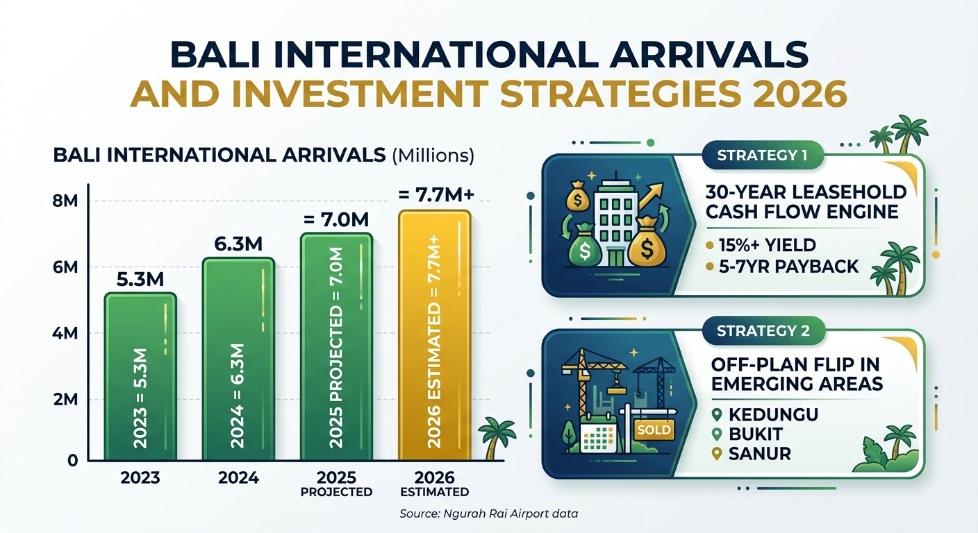 Bali international arrivals growth and investment strategies 2026 infographic